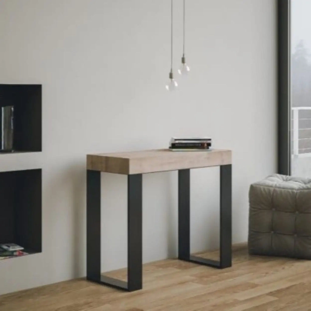 Consolle allungabile 90x40/196 cm Tecno Small Premium quercia natura gambe antracite