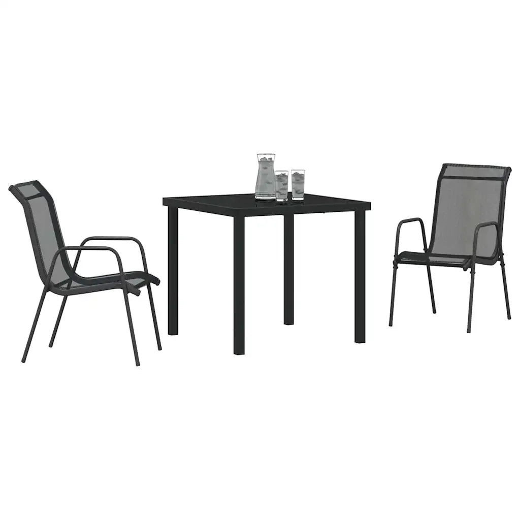 Set da Pranzo per Giardino 3 pcs Nero