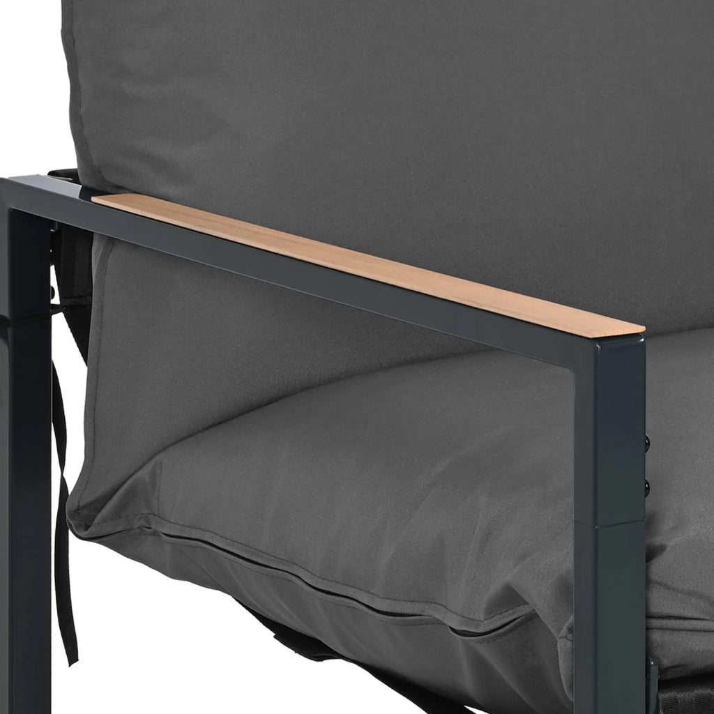 Set Divano da Giardino | Set Salotto da Giardino Nero e antracite Acciaio