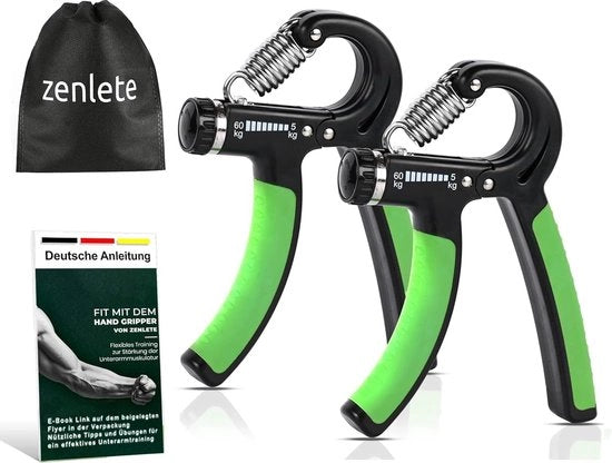 Set di allenamento per fitness con 2 pinze per dita regolabili da 5 a 60 kg, trainer per dita, trainer per braccio, apparecchio di allenamento con corda resistente per aumentare la forza di presa con manuale di esercizi (lingua inglese non garantita)