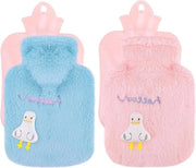 Due flaconi di acqua calda con coperchio - 500 ml senza bolle d'aria - piccola flacone di acqua calda per bambini - imbottito - acqua calda - gomma naturale - biberon - regalo per donne - ideale