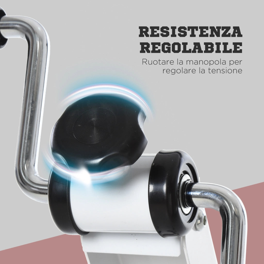 Pedaliera Braccia e Gambe con Display LED, Altezza e Resistenza Regolabile, per Casa, Bianco, 40x42.5x100cm