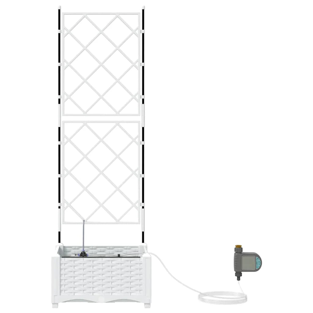 Fioriera da giardino moderna con sistema di irrigazione 40 x 40 x 126 cm acciaio bianco 02_0058611