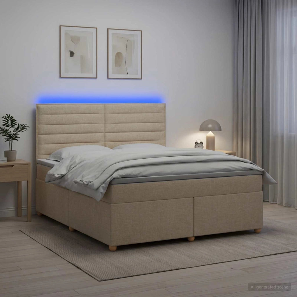 Letto box spring con materasso Crema 180 x 200 cm Tessuto 3455404