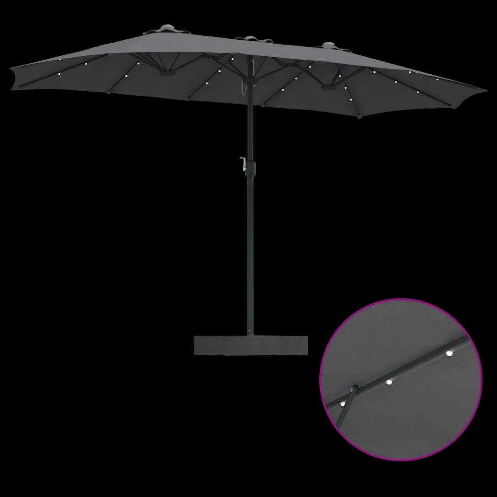 vidaXL Ombrello da giardino Antracite 385 x 209 x 244 cm Tessuto