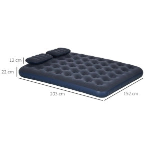 Materasso gonfiabile matrimoniale ULEVR 203x152x22 cm con pompa manuale integrata e 2 cuscini, blu
