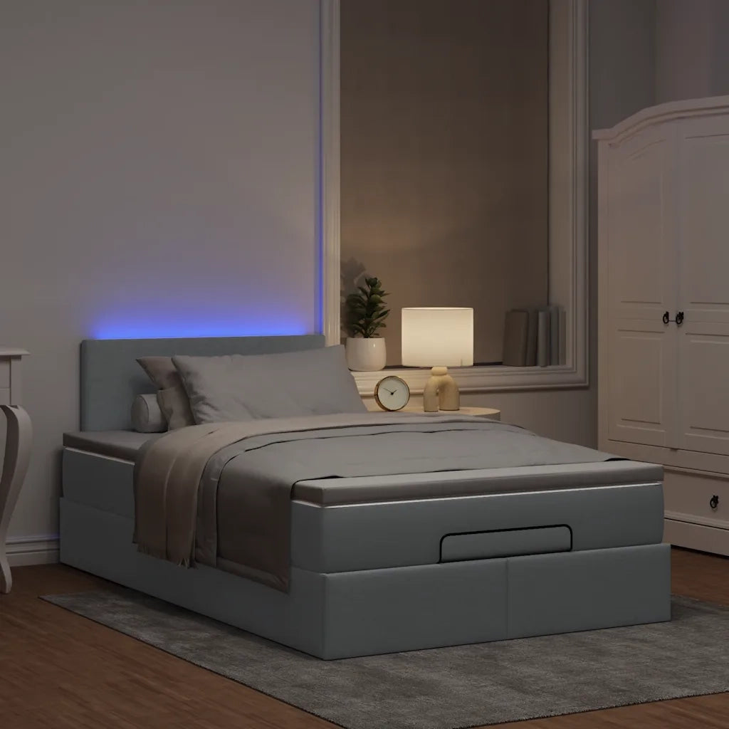 Pouf Letto con Materasso Grigio Chiaro 120x200 cm in Tessuto 3312215