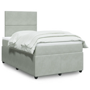 Giroletto a Molle con Materasso Grigio Chiaro 120x190cm Velluto