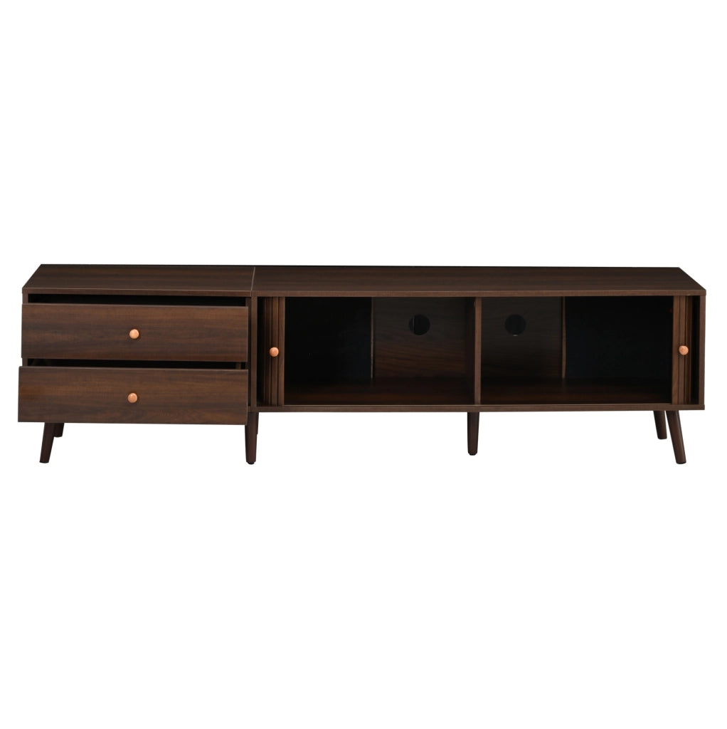 Mobile TV 180 x 40 x 46;5 cm con 2 cassetti e 2 ante avvolgibili; MDF; colore noce