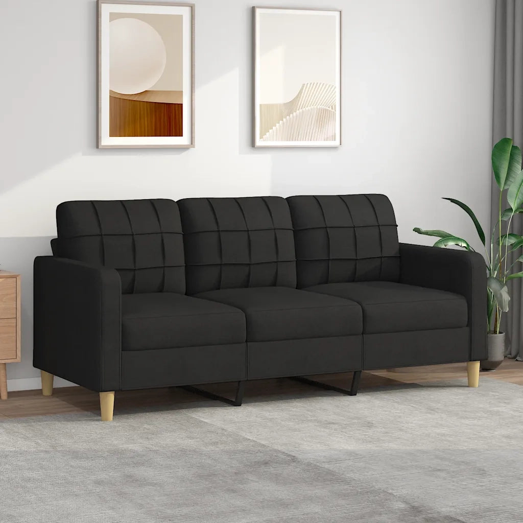 Divano | Divano da soggiorno | Sofa a 3 Posti Nero 180 cm in Tessuto