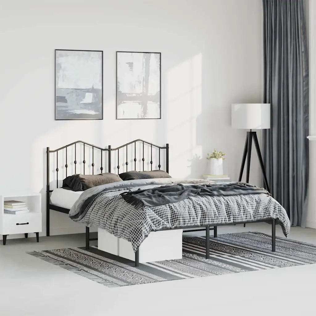 Giroletto con Testiera in Metallo Nero 135x190 cm 373788