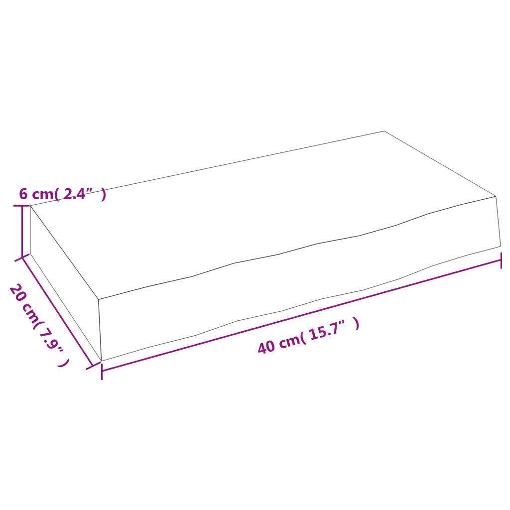 Ripiano Muro Marrone Chiaro 40x20x6 cm Massello Rovere Trattato 363625