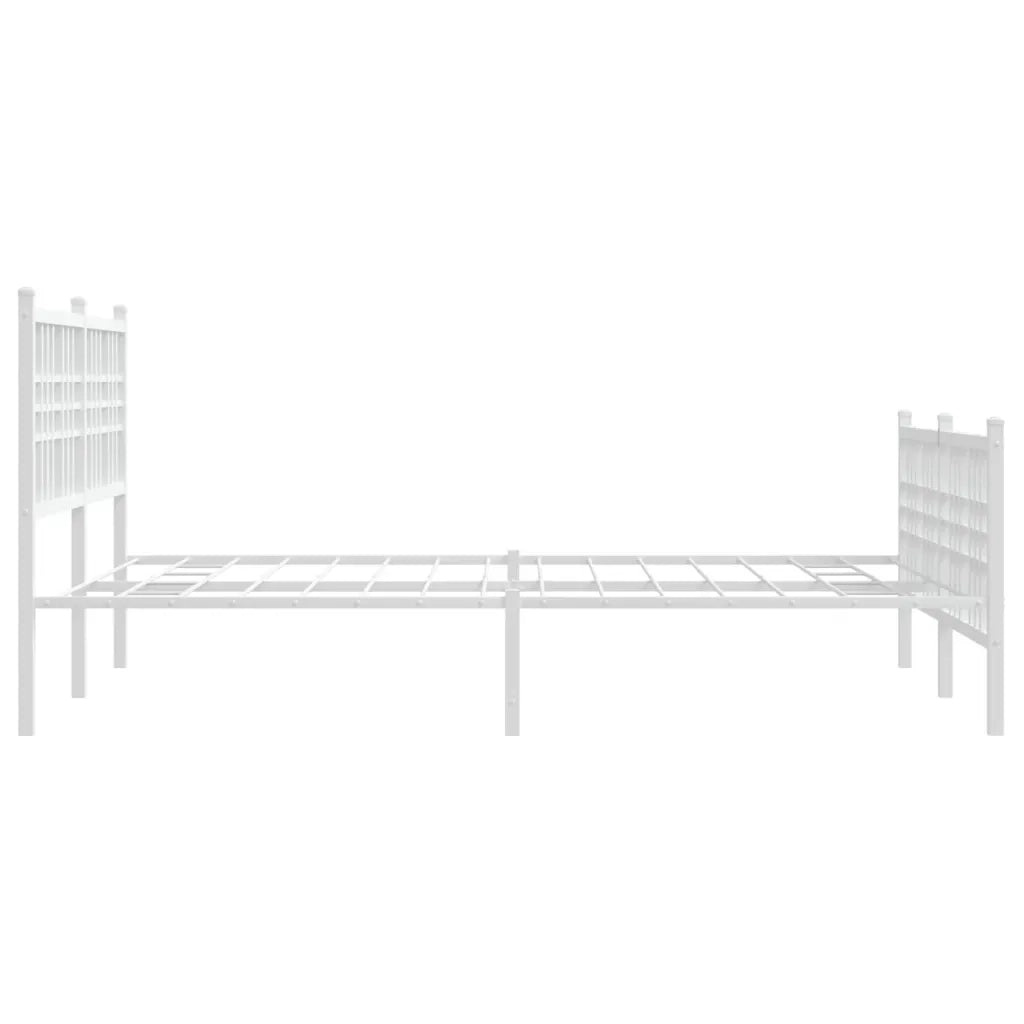 Giroletto con Testiera e Pediera Metallo Bianco 140x190 cm 376391