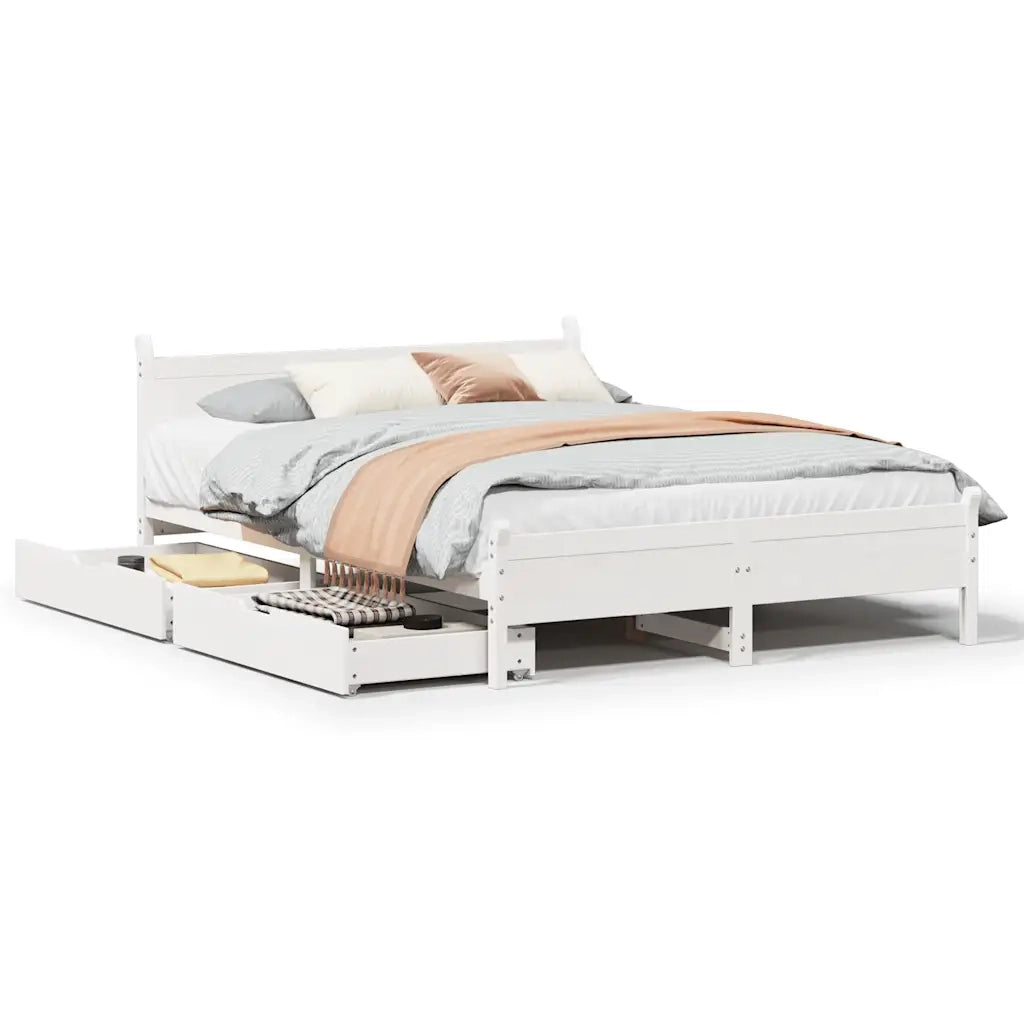 Letto senza Materasso Bianco 140x190 cm Legno Massello di Pino