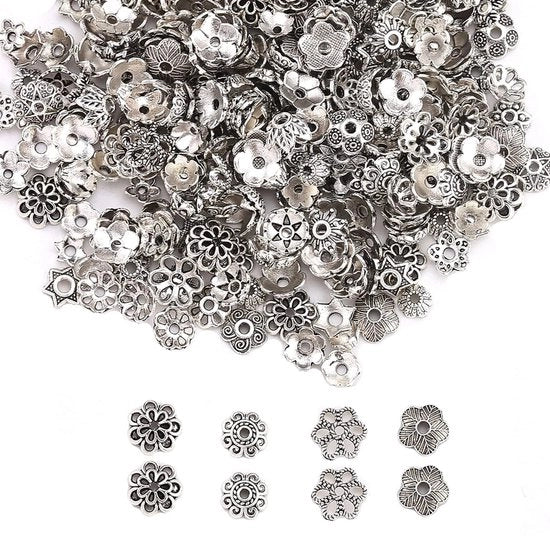 Accessori per gioielli - Set di perle - Peso 200 g - Per decorazioni di bracciali - Kit di perle per artigianato - Lega - Circa 850-950 pezzi
