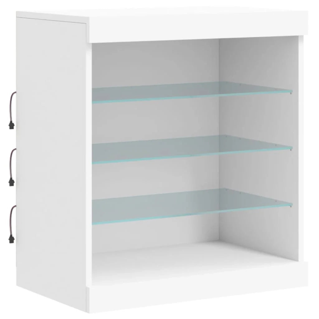 Buffet credenza cassettiera mobiletto mobile contenitore organizer per cucina soggiorno salotto con luci LED 60,5 x 37 x 67 cm bianco 02_0029856
