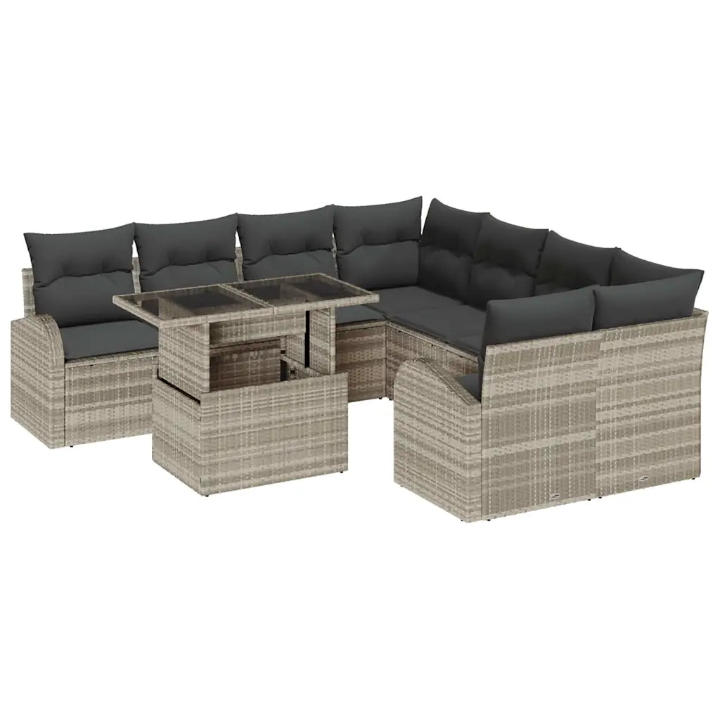 Set Divano da Giardino con cuscino 9 pcs Grigio chiaro 3357355