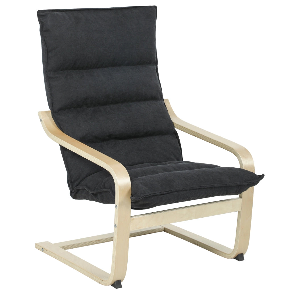 Poltrona Soggiorno Schienale Alto Imbottita ¨C Xylo ¨C Velluto Nero Gambe Legno 67x83x105 cm