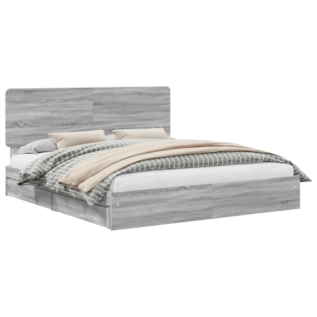 Letto con Contenitore con testiera Grigio Sonoma 180 x 200 cm 3412663