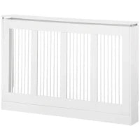 Copritermosifone a Doghe Moderno ed Elegante per la Casa, in MDF e Acciaio, 120x18x84cm, Bianco