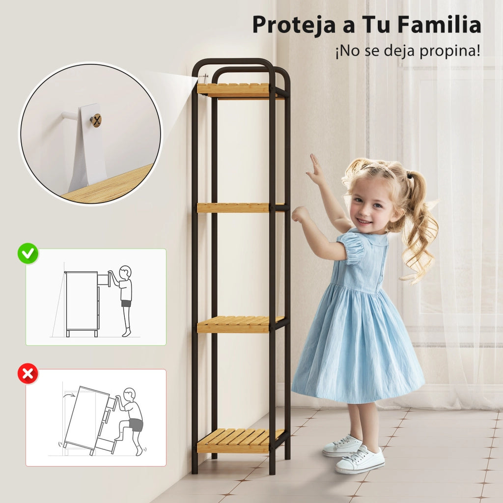 Scaffale Bagno Bamb¨´ 4 Ripiani Aperto ¨C zephmum ¨C 41.5x21.5x106 cm Naturale