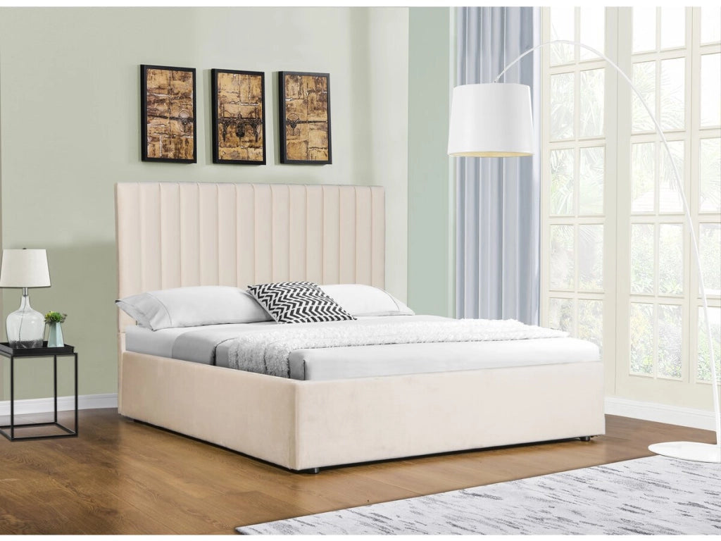 Letto "Mia" con cassettone - 140 x 190 cm - Beige
