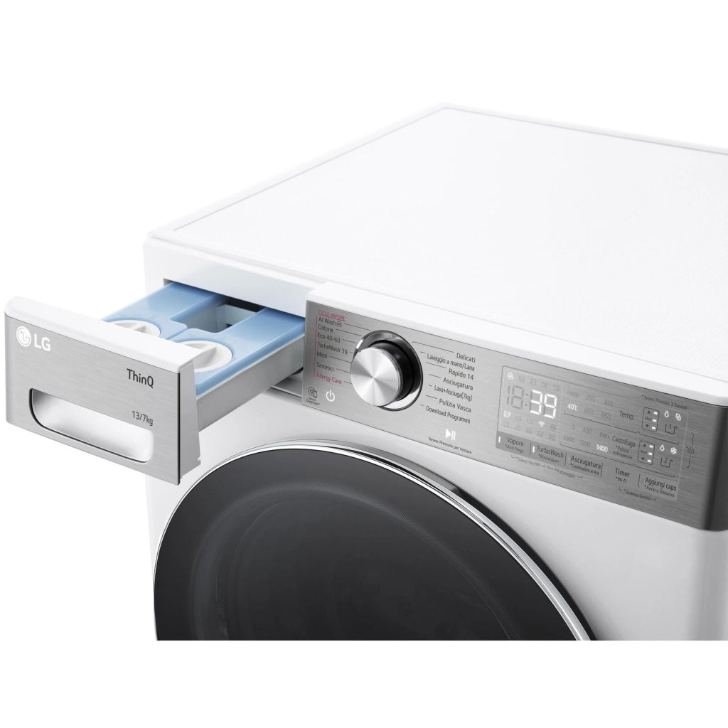 LG D4R9513TPWC Lavasciuga 13/7kg AI DD, Classe D, 1400 giri, TurboWash 360, Autodosaggio