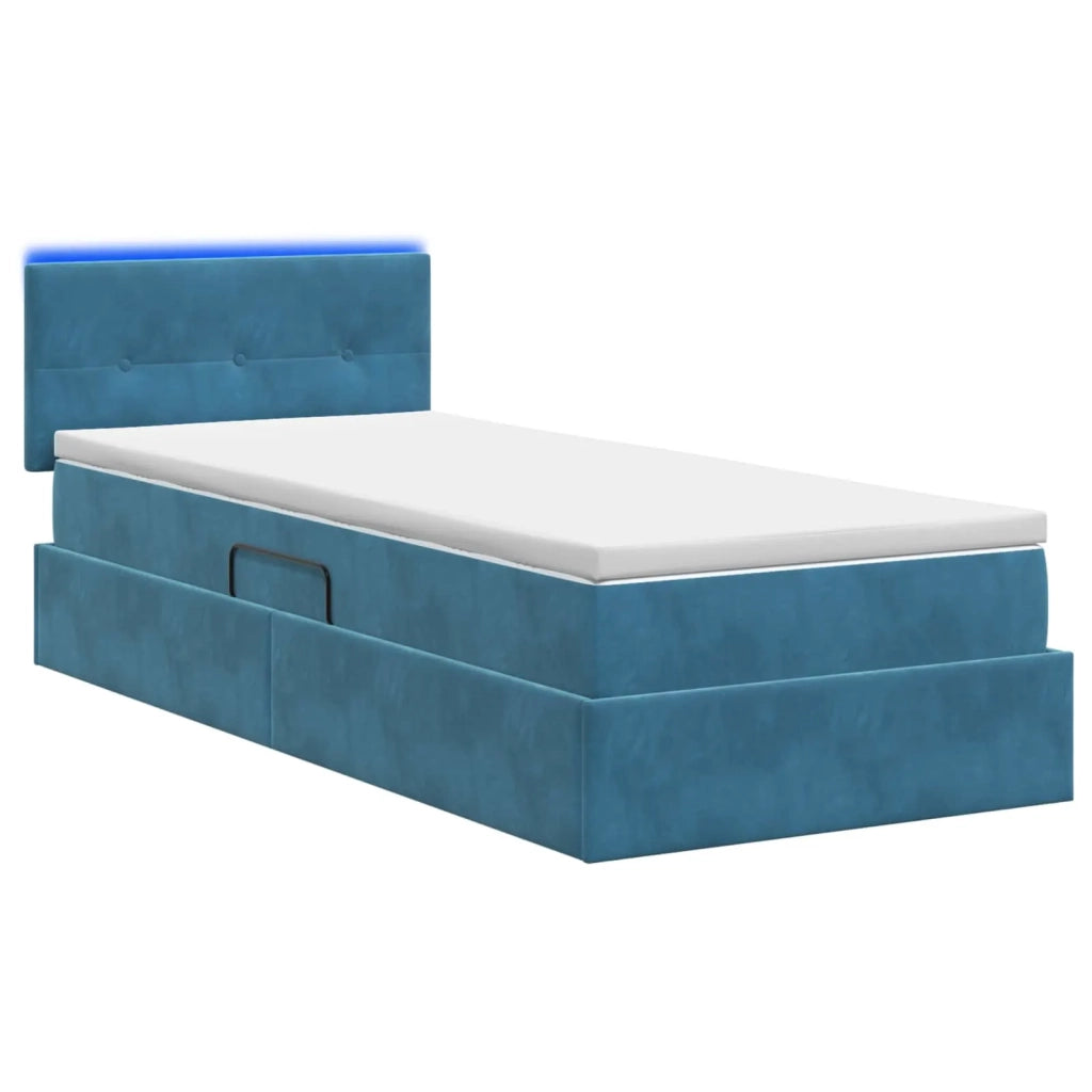 Letto con contenitore LED e materasso Blu Scuro 100 x 200 cm 3459232