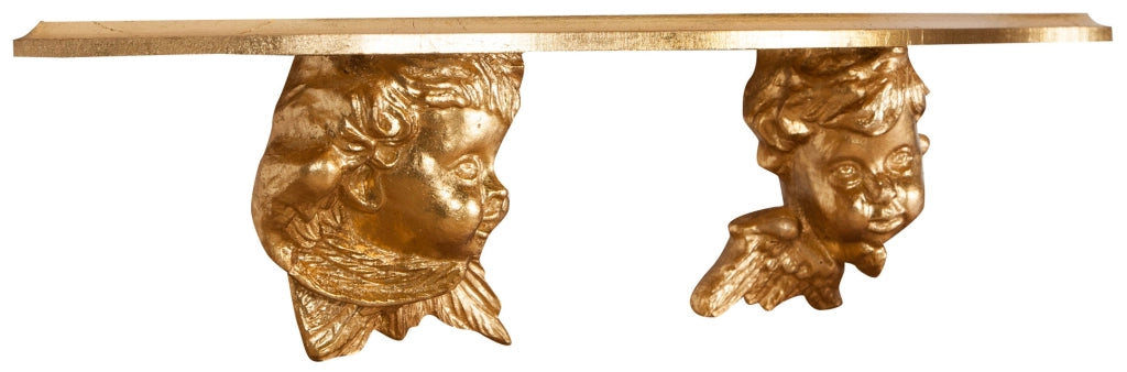 Biscottini Mensola a muro in legno finitura foglia oro anticato ANGELI Made in Italy