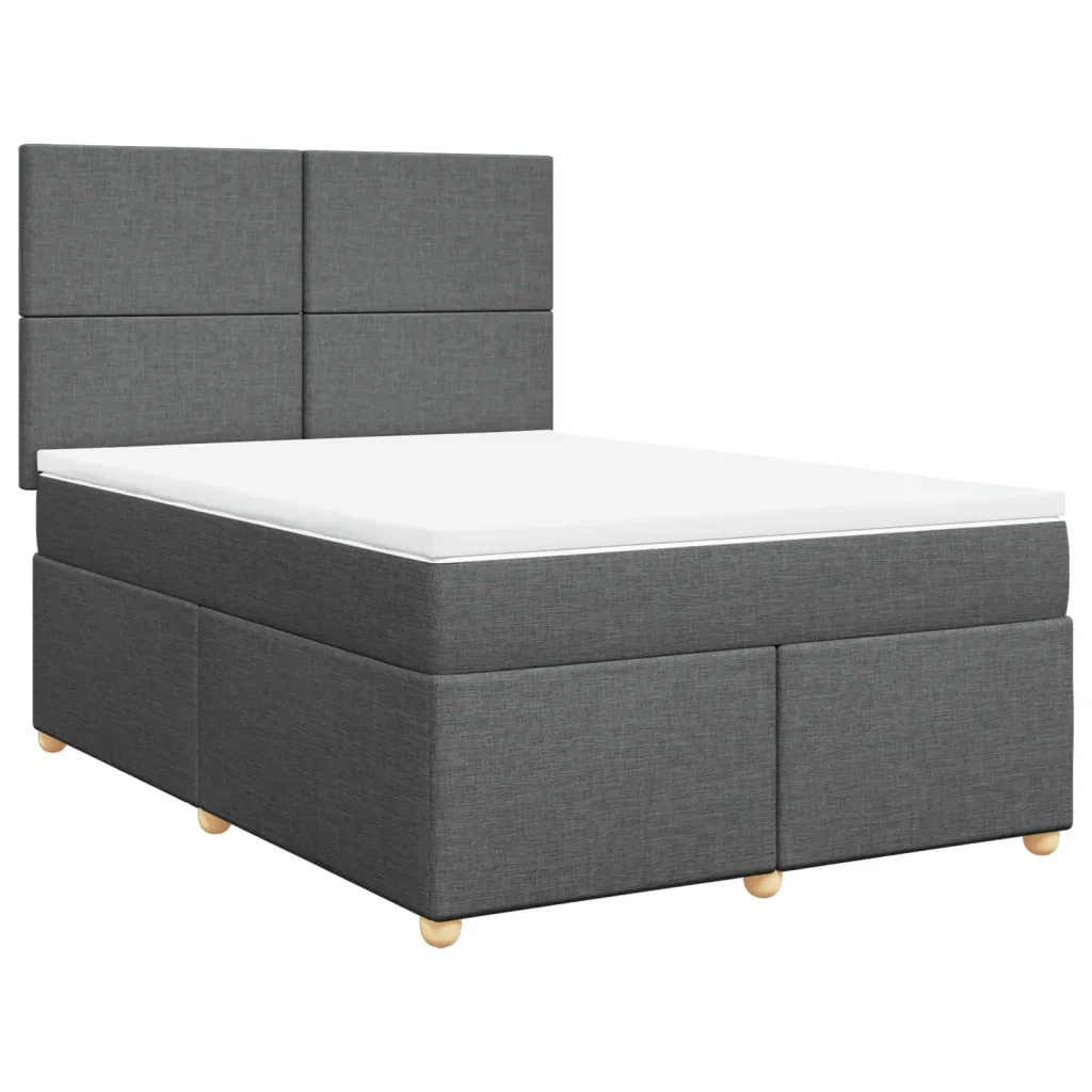 Giroletto a Molle con Materasso Grigio Scuro 140x190 cm Tessuto
