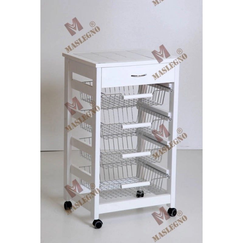 Carrello portafrutta Vesuvio con cassetto senza base - noce