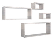 Set 3 Mensole Cubo da Parete Quadrato e Rettangolare in Fibra di Legno Merlino Rovere Grigio