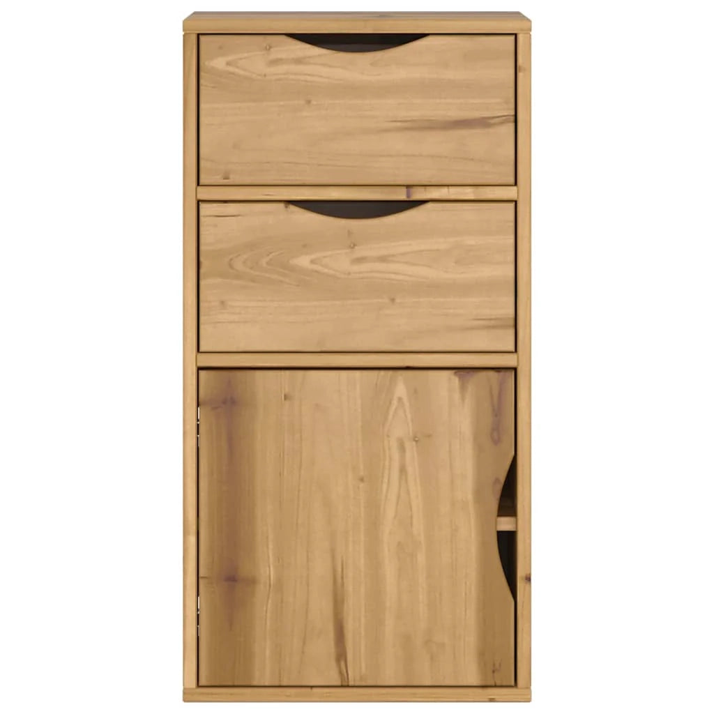 Mobiletto laterale classico dal fascino rustico con cassetti 40 x 24 x 79 cm pino massello finitura miele 02_0058044