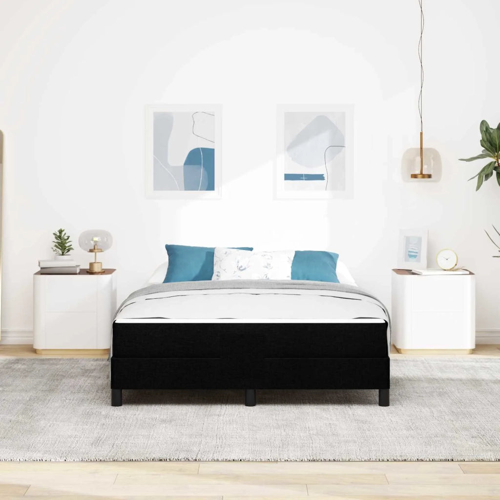 Letto a molle con materasso Nero 160 x 200 cm Tessuto