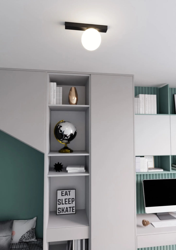 Plafoniera Emibig FIT 1 E14 metallo nero/opalina 30cm