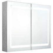 Mobiletto da bagno a parete con specchio a LED 80 x 12 x 68 cm soluzione di contenimento contemporanea in MDF grigio cemento 02_0046747