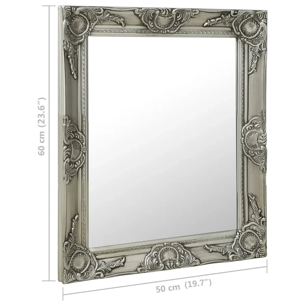 Specchio da Parete Stile Barocco-Specchio a Muro-Specchio Decorativo 50x60 cm Argento 824899