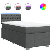 Letto singolo | Letto per adulti | Giroletto a Molle con Materasso Grigio Scuro 90x200 cm Tessuto