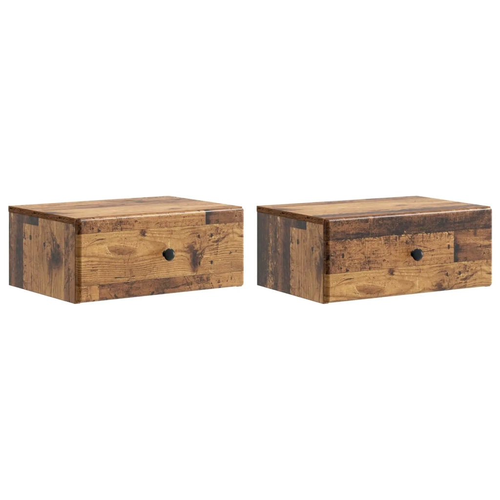 Mobiletto da notte a muro 2 pcs Legno antico 49 x 34,5 x 20 cm 899142