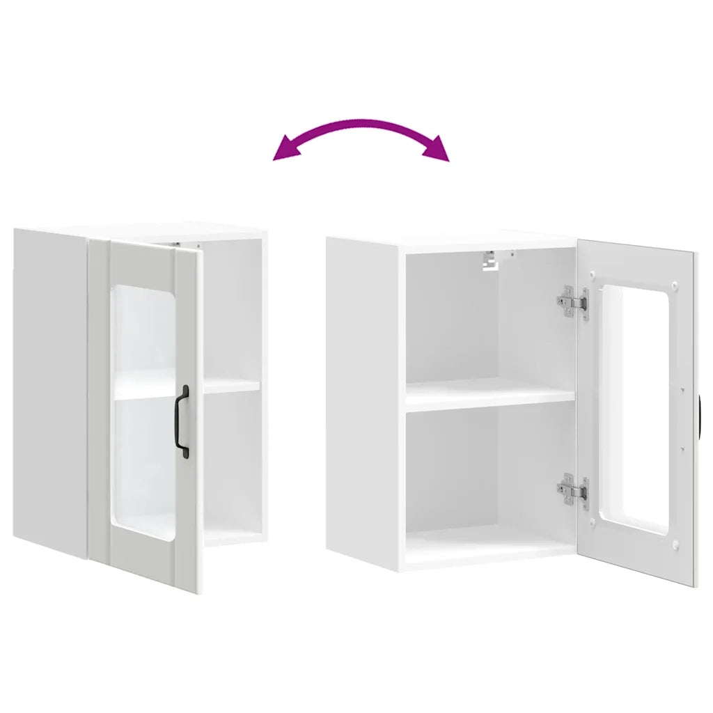vidaXL Pensile da Cucina con Porta in Vetro Lucca Bianco