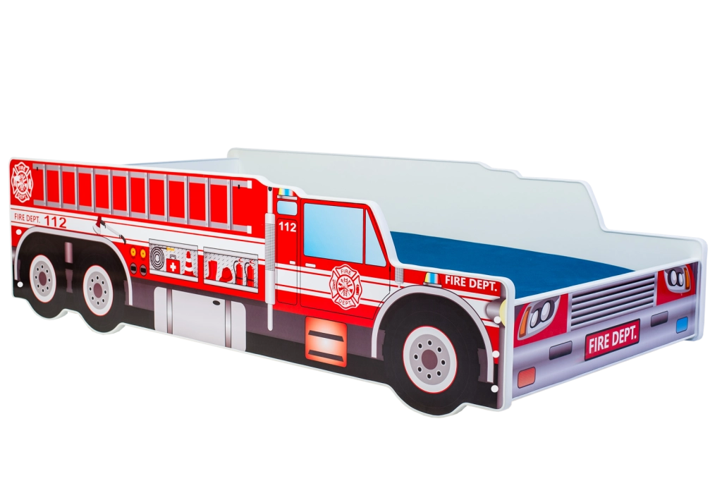 Letto-carrozzina per bambini 140x70 con materasso - Camion dei pompieri