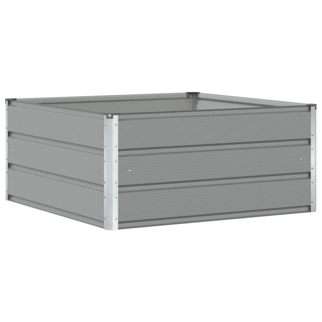 Fioriera moderna per patio o giardino 100 x 100 x 45 cm resistente ed elegante realizzata in acciaio grigio chiaro 02_0059177