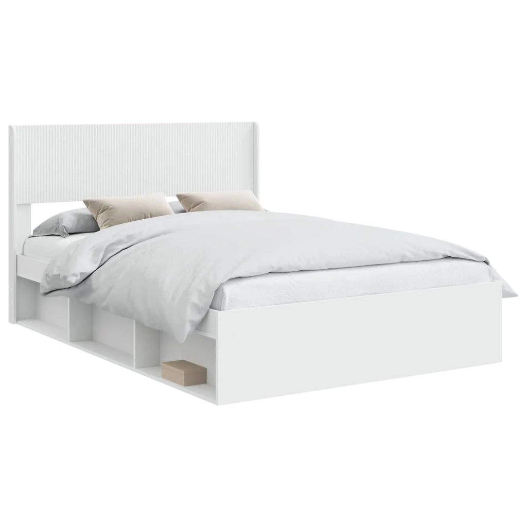 Struttura del letto con stoccaggio e testata Bianco 3414211