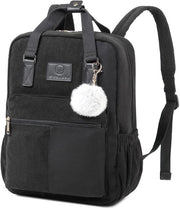 Borsa a Spalla Donna e Uomo, Zaino Cord Anti-Furto Borsa Casual Borsa della Scuola Borsa Città, per Scuola Stile Lassù, Nero