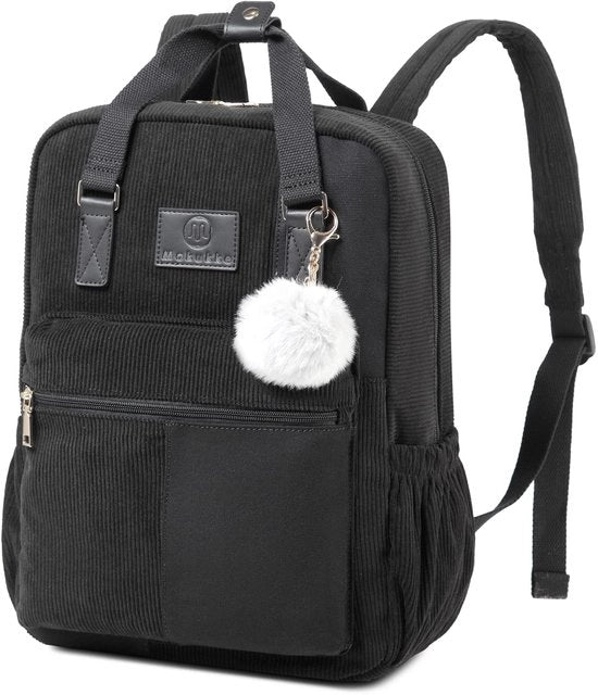 Borsa a Spalla Donna e Uomo, Zaino Cord Anti-Furto Borsa Casual Borsa della Scuola Borsa Città, per Scuola Stile Lassù, Nero