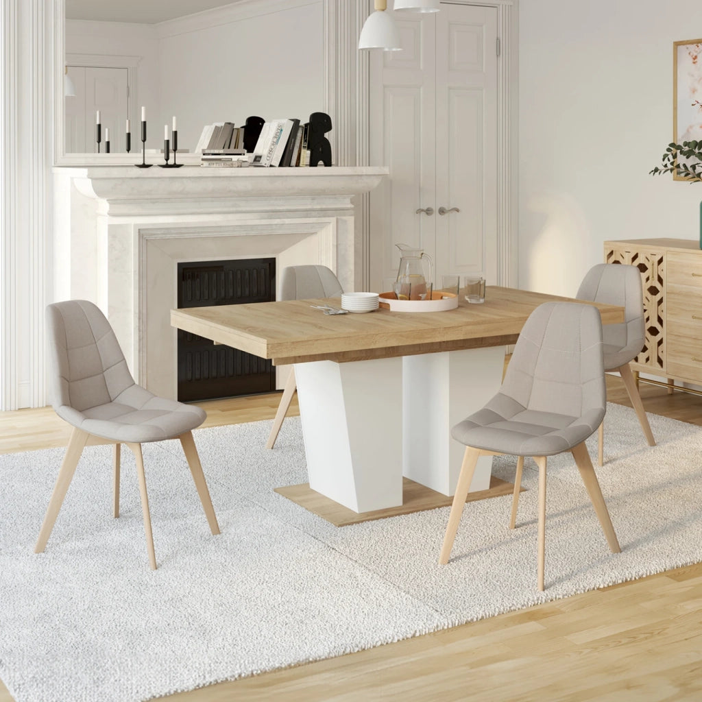 IDMarket - Set di 4 sedie da pranzo in tessuto beige GABY