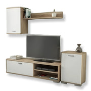 Mobile TV Parete Attrezzata 170x36xH190 cm in Bianco e Rovere