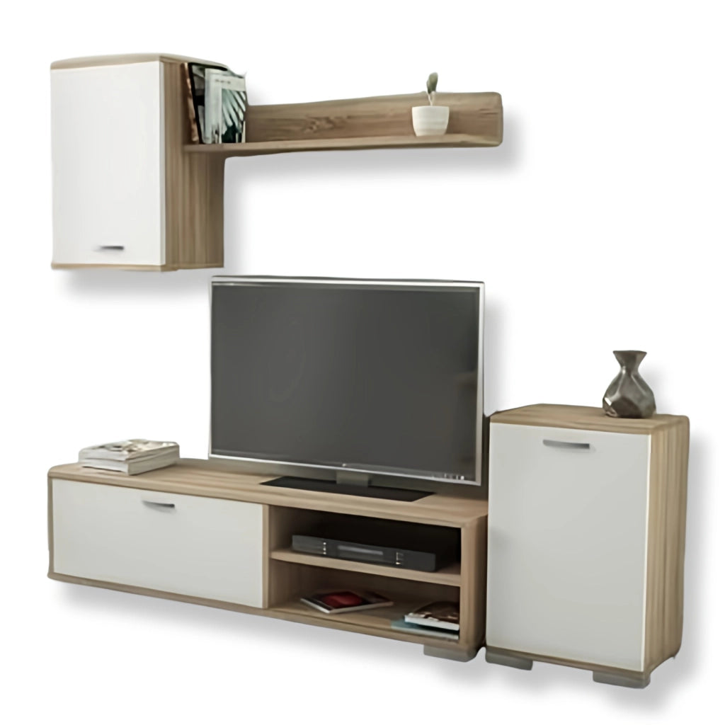Mobile TV Parete Attrezzata 170x36xH190 cm in Bianco e Rovere