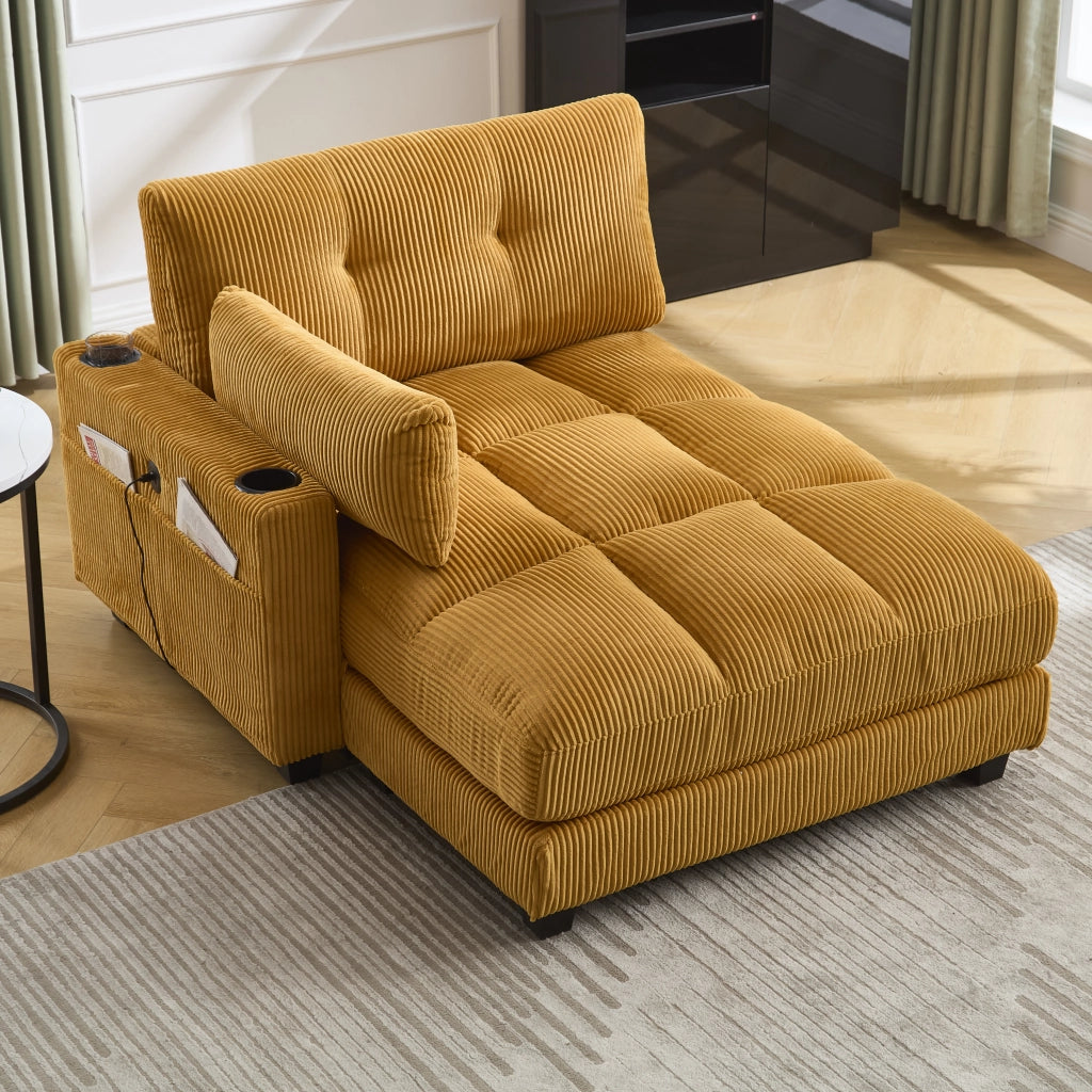 Poltrona Relax a Dondolo ¨C MINIMAL ¨C Tessuto Senape, Braccioli, Poggiatesta Reclinabile