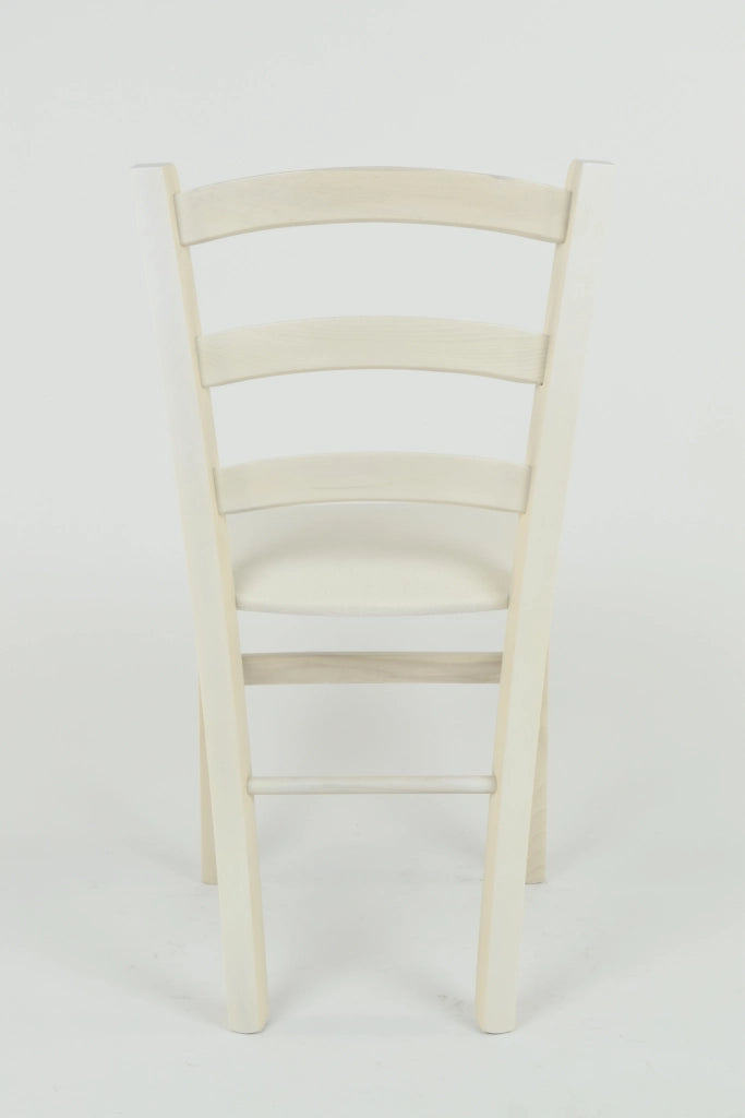 Set 2 Sedie Venice Tommychairs, struttura in faggio verniciata anilina bianca e seduta rivestita in tessuto avorio